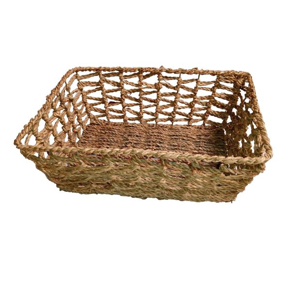 Wire Framed‎ Wicker Woven Basket 11.5" x 8" x 4.5" Deep - Picture 1 of 4